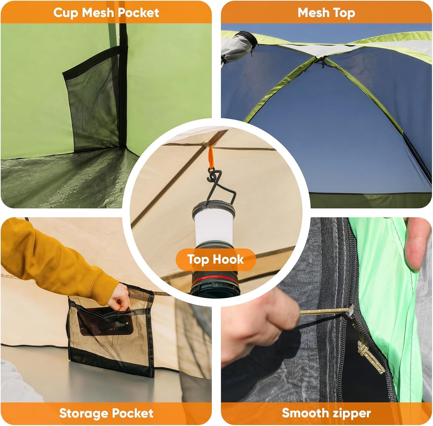 image:imageGolabs CT1 2 Person Camping Tent Easy Set Up in 3 Mins PU800mm Waterproof wMesh Top amp Door with Ventilation Lightweight 44lbs Portable Family Tent with Carry Bag ampInterior Storage Pockets ampHookGray