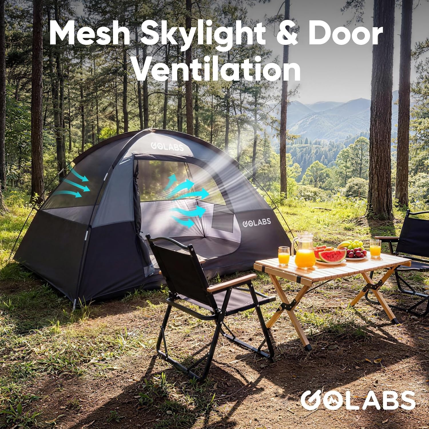 image:imageGolabs CT1 2 Person Camping Tent Easy Set Up in 3 Mins PU800mm Waterproof wMesh Top amp Door with Ventilation Lightweight 44lbs Portable Family Tent with Carry Bag ampInterior Storage Pockets ampHookGray