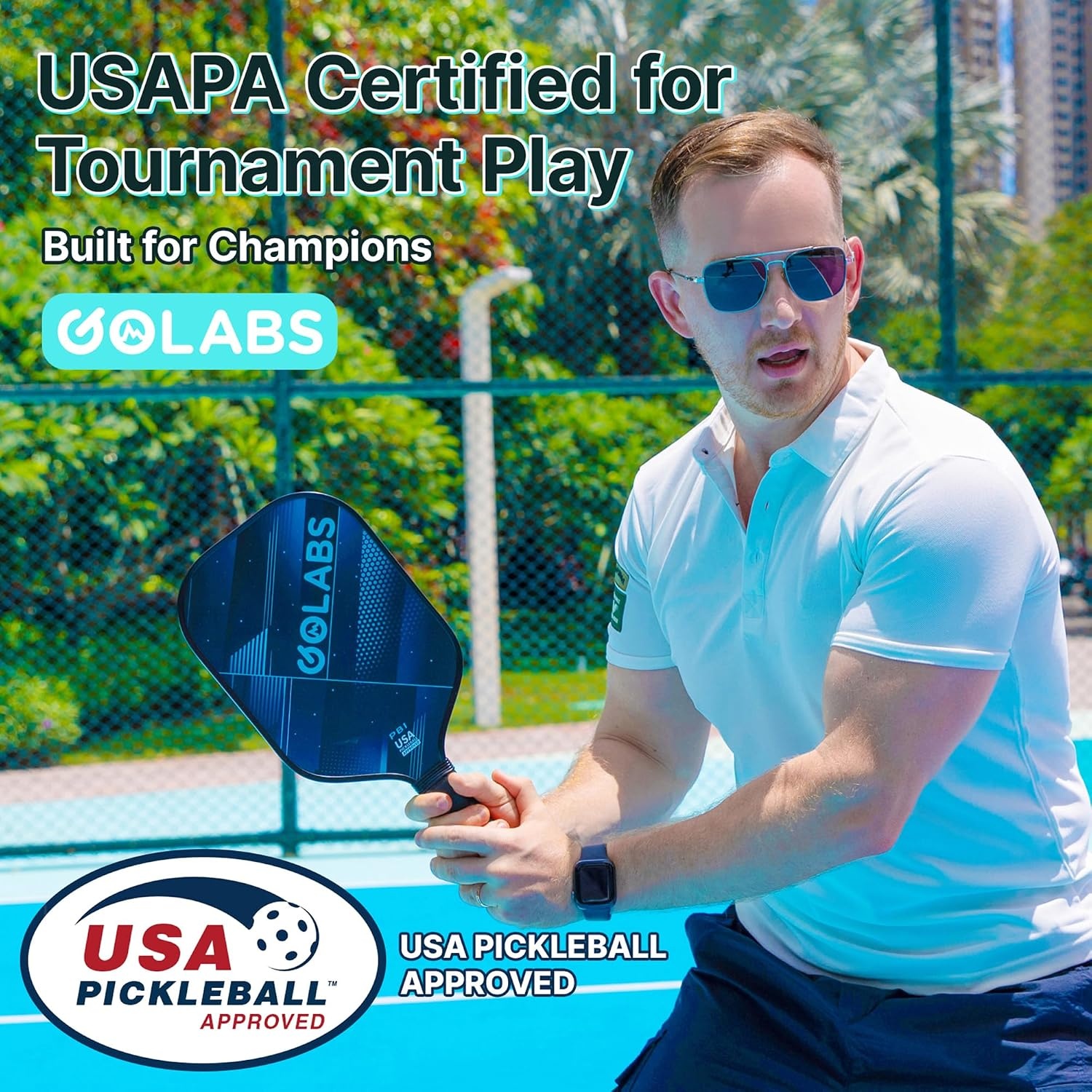 image:imageGolabs PB1 Pickleball Paddles Set of 2 USAPA Approved 8oz LightweightBlue