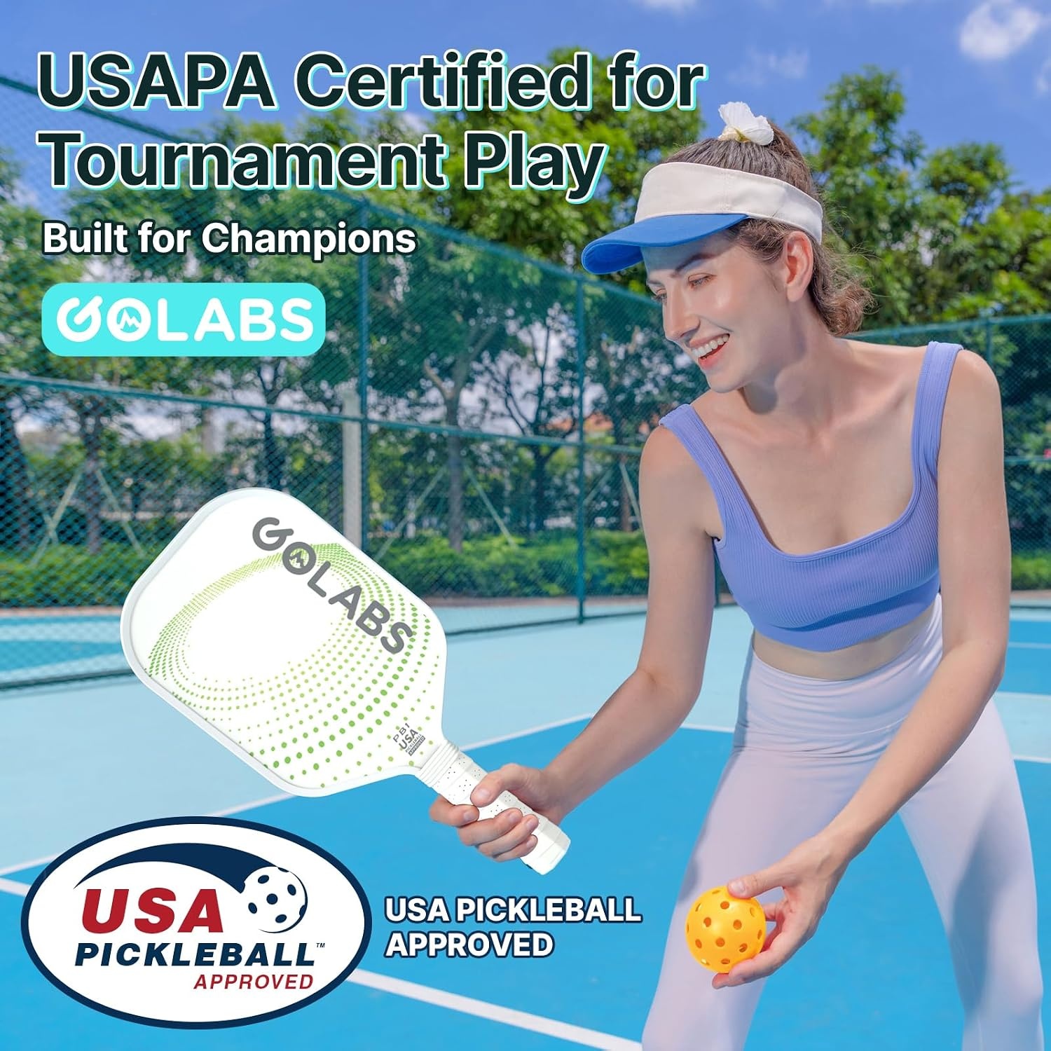 image:imageGolabs PB1 Pickleball Paddles Set of 2 USAPA Approved 8oz LightweightGreen