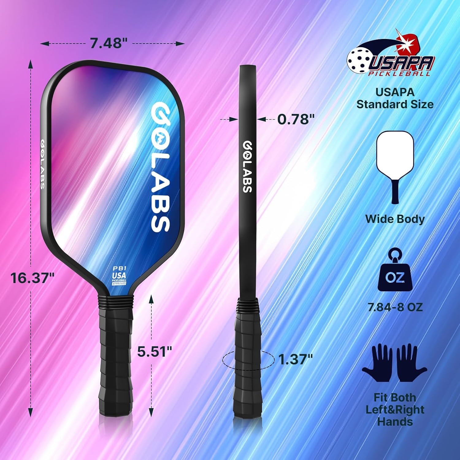 image:imageGolabs PB1 Pickleball Paddles Set of 2 USAPA Approved 8oz LightweightPink
