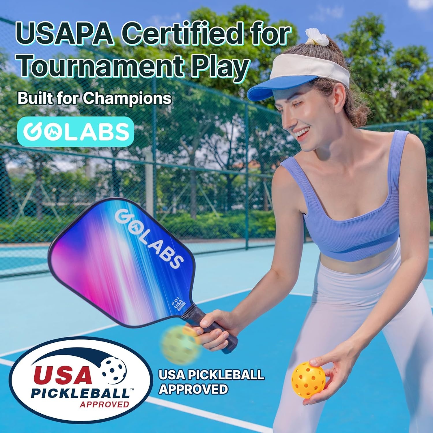 image:imageGolabs PB1 Pickleball Paddles Set of 2 USAPA Approved 8oz LightweightPink
