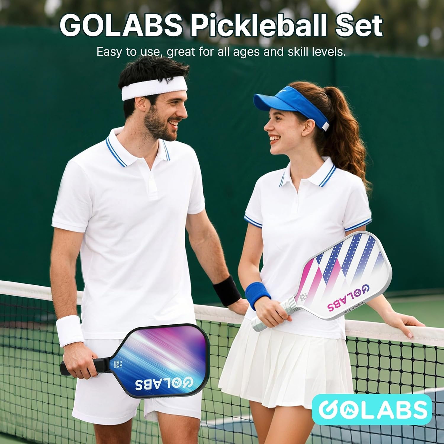 image:imageGolabs PB1 Pickleball Paddles Set of 2 USAPA Approved 8oz LightweightWhite