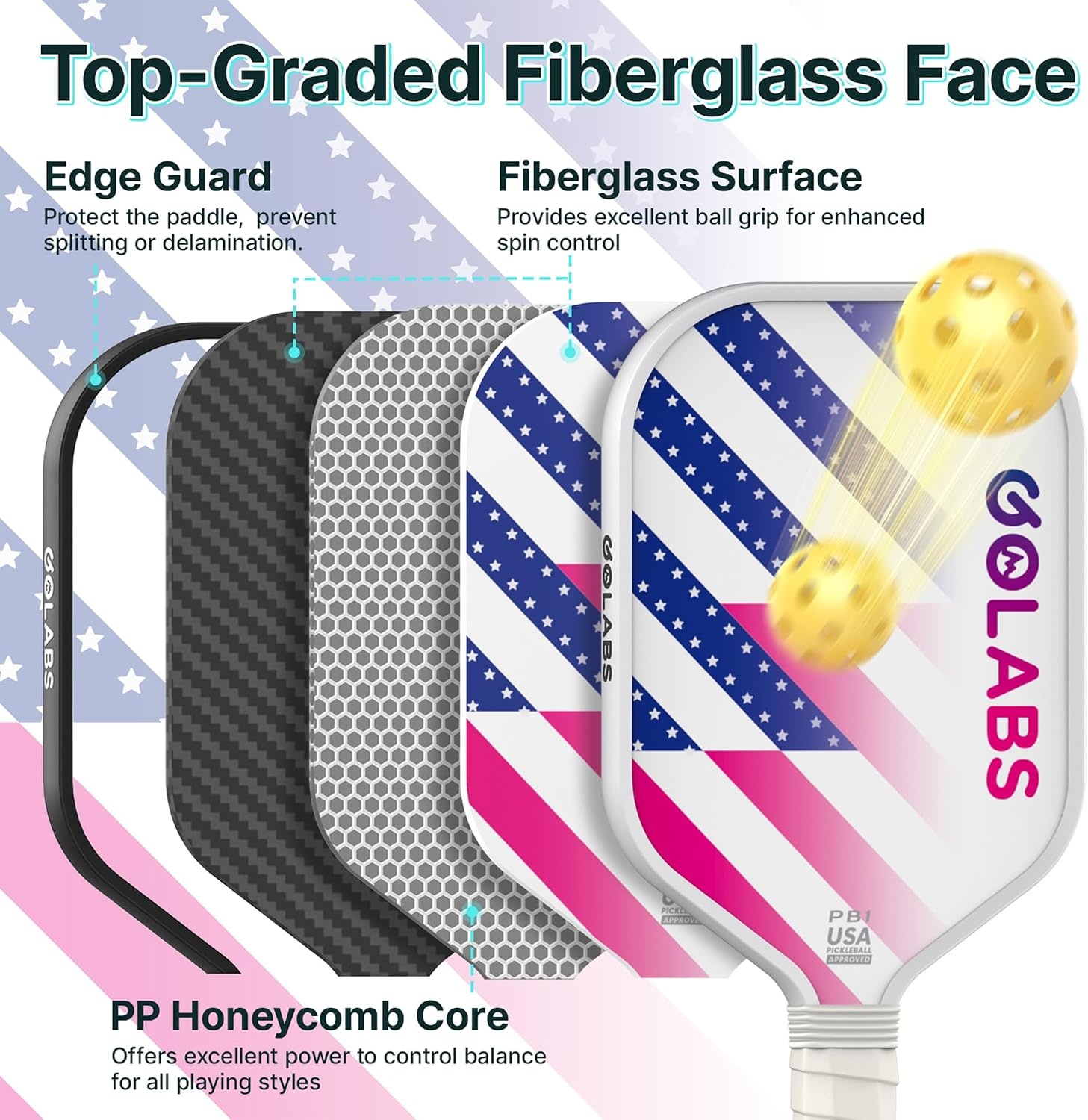 image:imageGolabs PB1 Pickleball Paddles Set of 2 USAPA Approved 8oz LightweightWhite