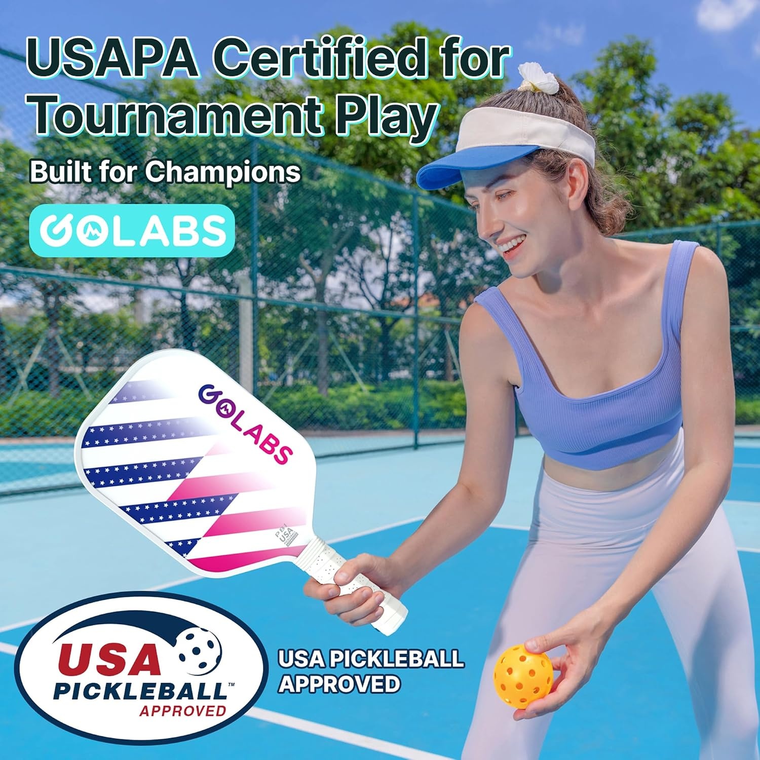 image:imageGolabs PB1 Pickleball Paddles Set of 2 USAPA Approved 8oz LightweightWhite