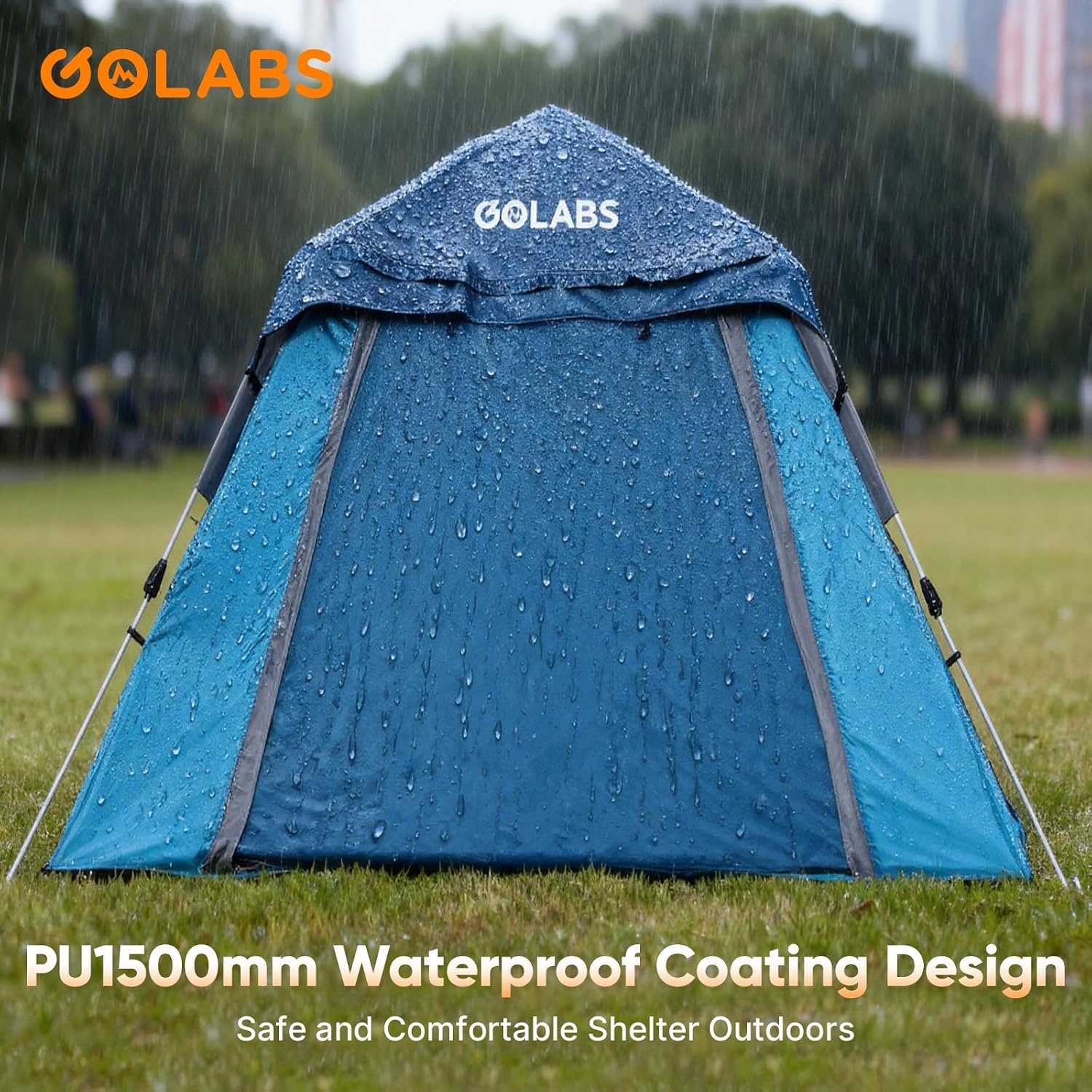 image:imageGolabs Pop Up Camping Tent for 234 Person 1Min Setup by PreAttached Pole 4 Side Meshamp Door for ViewAirflow CT2 Instant Canopy Tent with PU1500mm Waterproof for OutdoorCampingMusic FestivalsBlue
