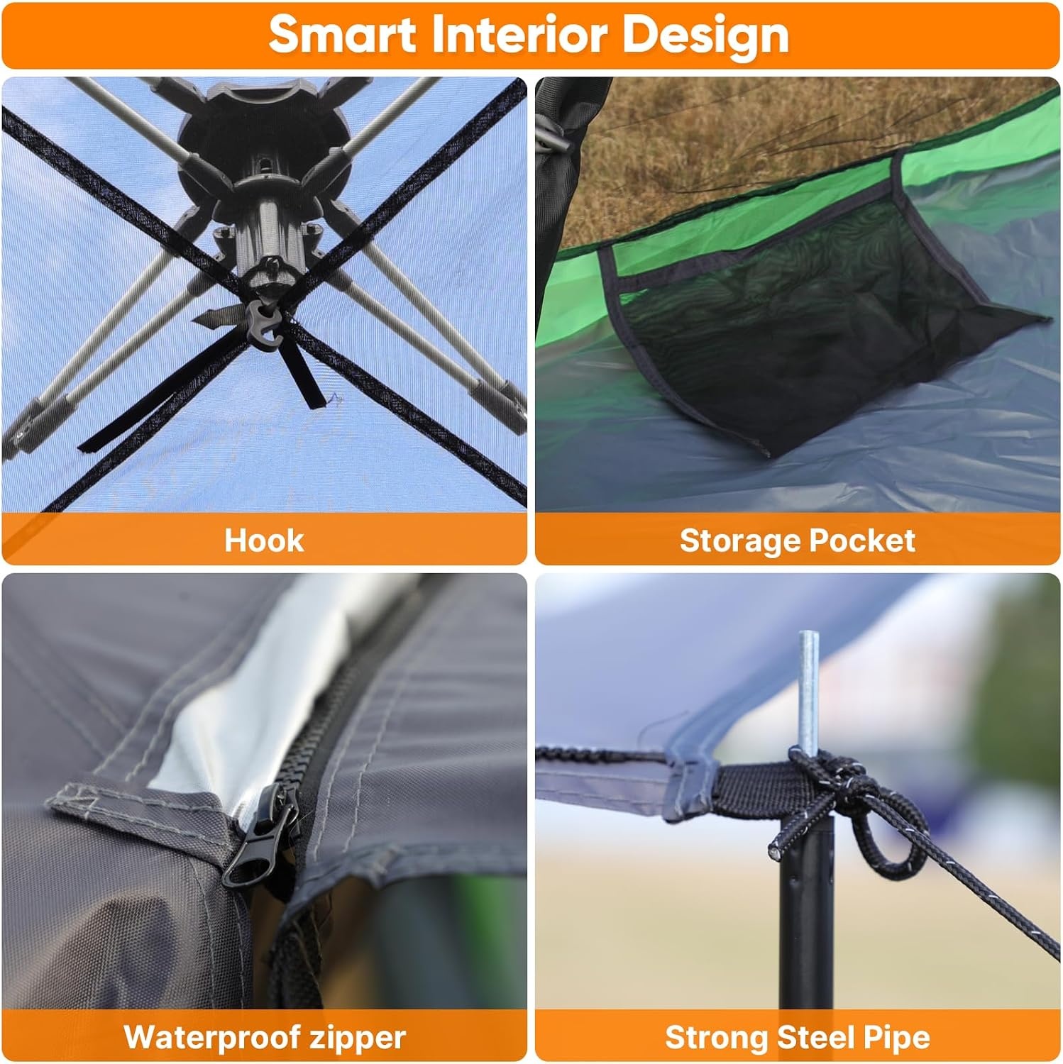 image:imageGolabs Pop Up Camping Tent for 234 Person 1Min Setup by PreAttached Pole 4 Side Meshamp Door for ViewAirflow CT2 Instant Canopy Tent with PU1500mm Waterproof for OutdoorCampingMusic FestivalsBlue
