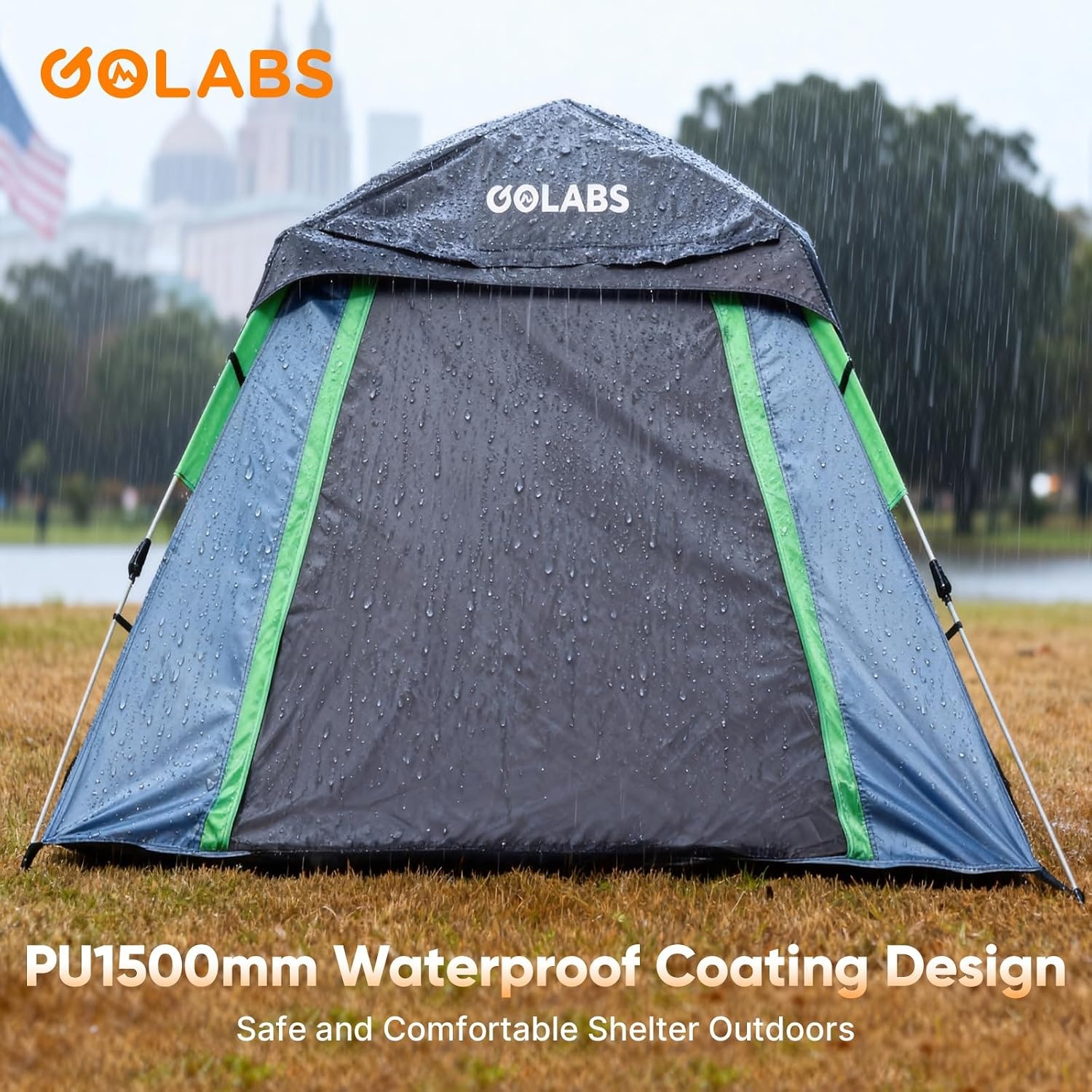 image:imageGolabs Pop Up Camping Tent for 234 Person 1Min Setup by PreAttached Pole 4 Side Meshamp Door for ViewAirflow CT2 Instant Canopy Tent with PU1500mm Waterproof for OutdoorCampingMusic FestivalsGRAY