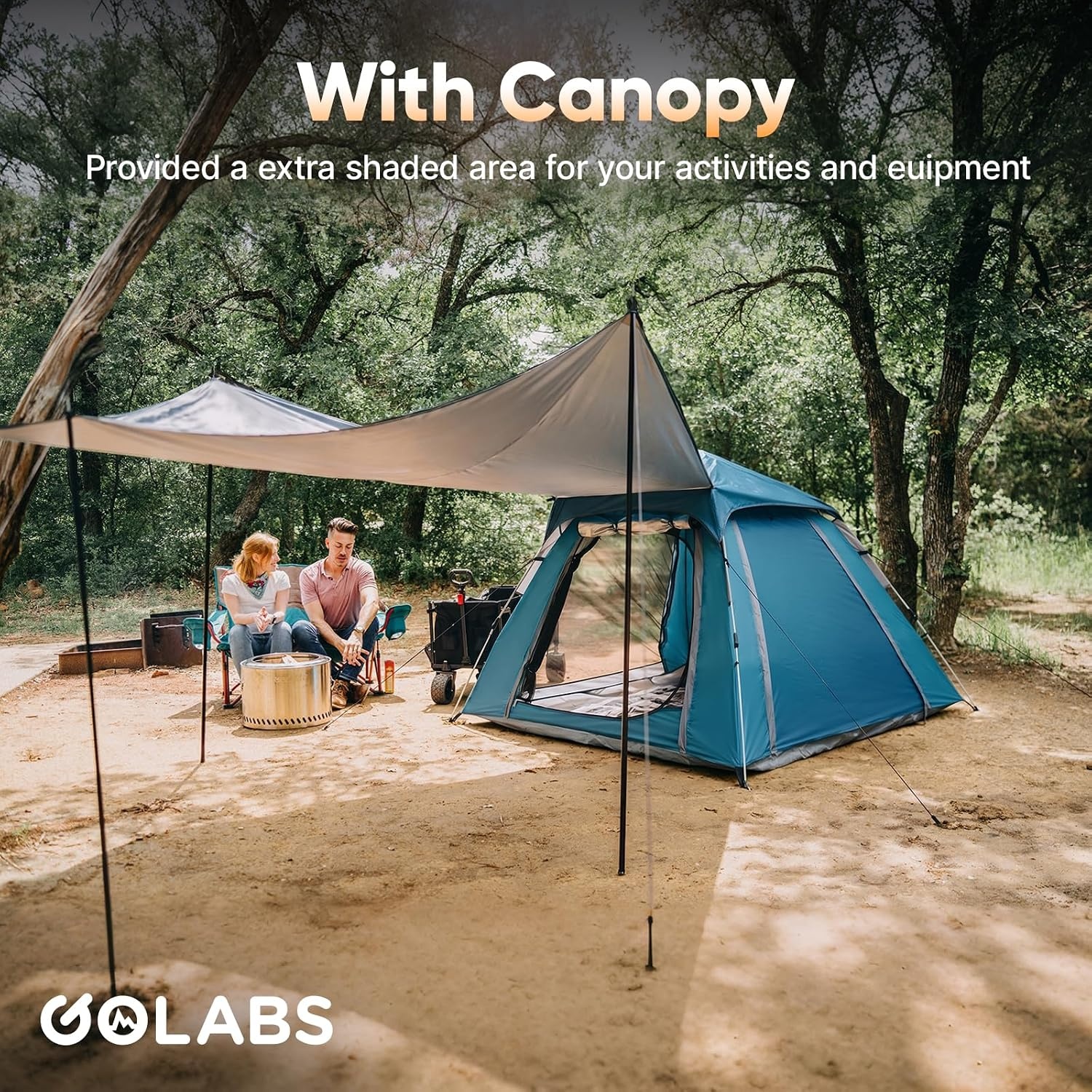 image:imageGolabs Pop Up Camping Tent for 234 Person 1Min Setup by PreAttached Pole 4 Side Meshamp Door for ViewAirflow CT2 Instant Canopy Tent with PU1500mm Waterproof for OutdoorCampingMusic FestivalsBlue