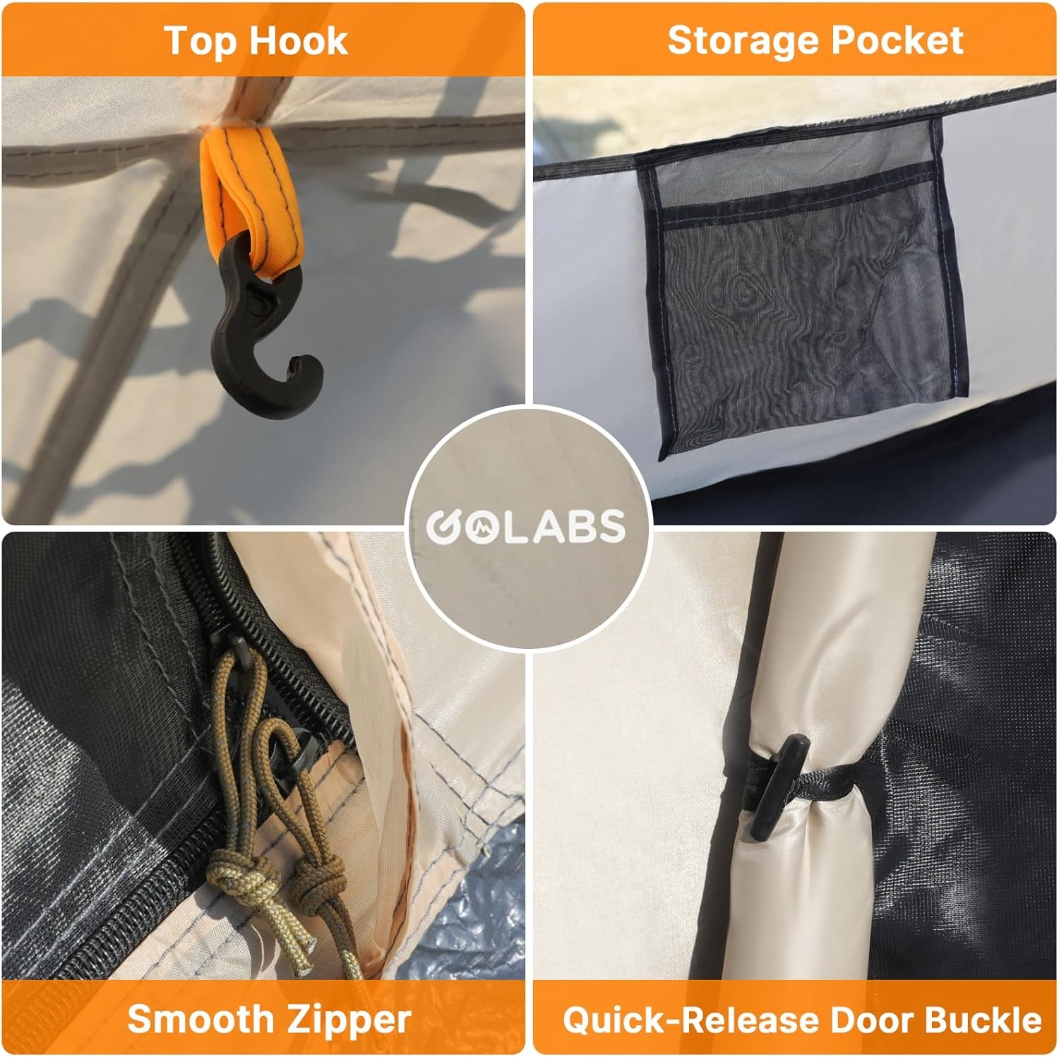 image:imageGolabs Pop Up Camping Tent for 234 Person 1Min Setup by PreAttached Pole 4 Side Meshamp Door for ViewAirflow CT2 Instant Canopy Tent with PU1500mm Waterproof for OutdoorCampingMusic FestivalsGRAY