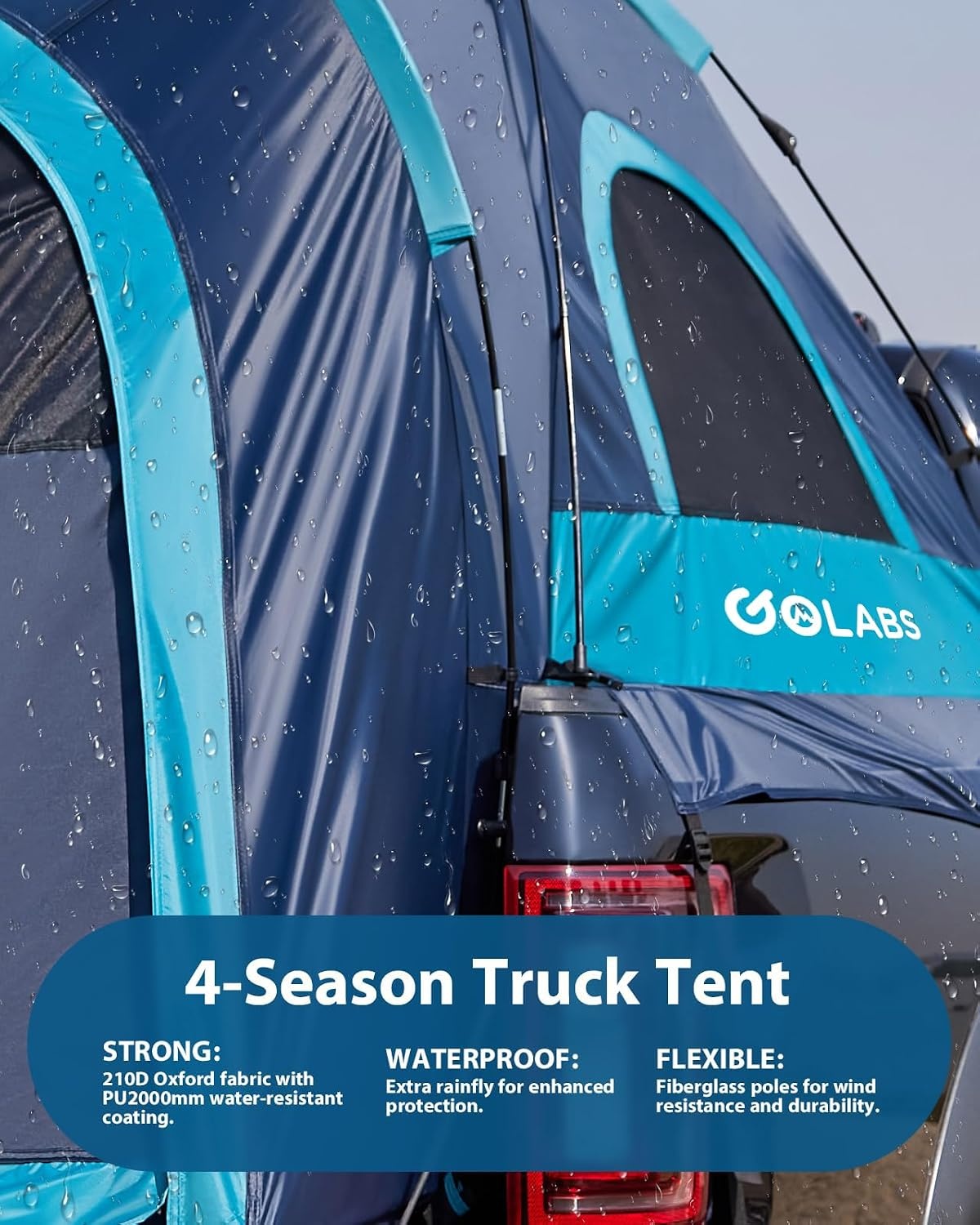 image:imageGolabs Truck Bed Tent for 56 Ft Bed 8Minute Easy Setup by PreAssembled Design Waterproof PU2000mm 2Person Portable with Extra Rainfly Cover for Camping amp Outdoor Includes Storage BagBlue
