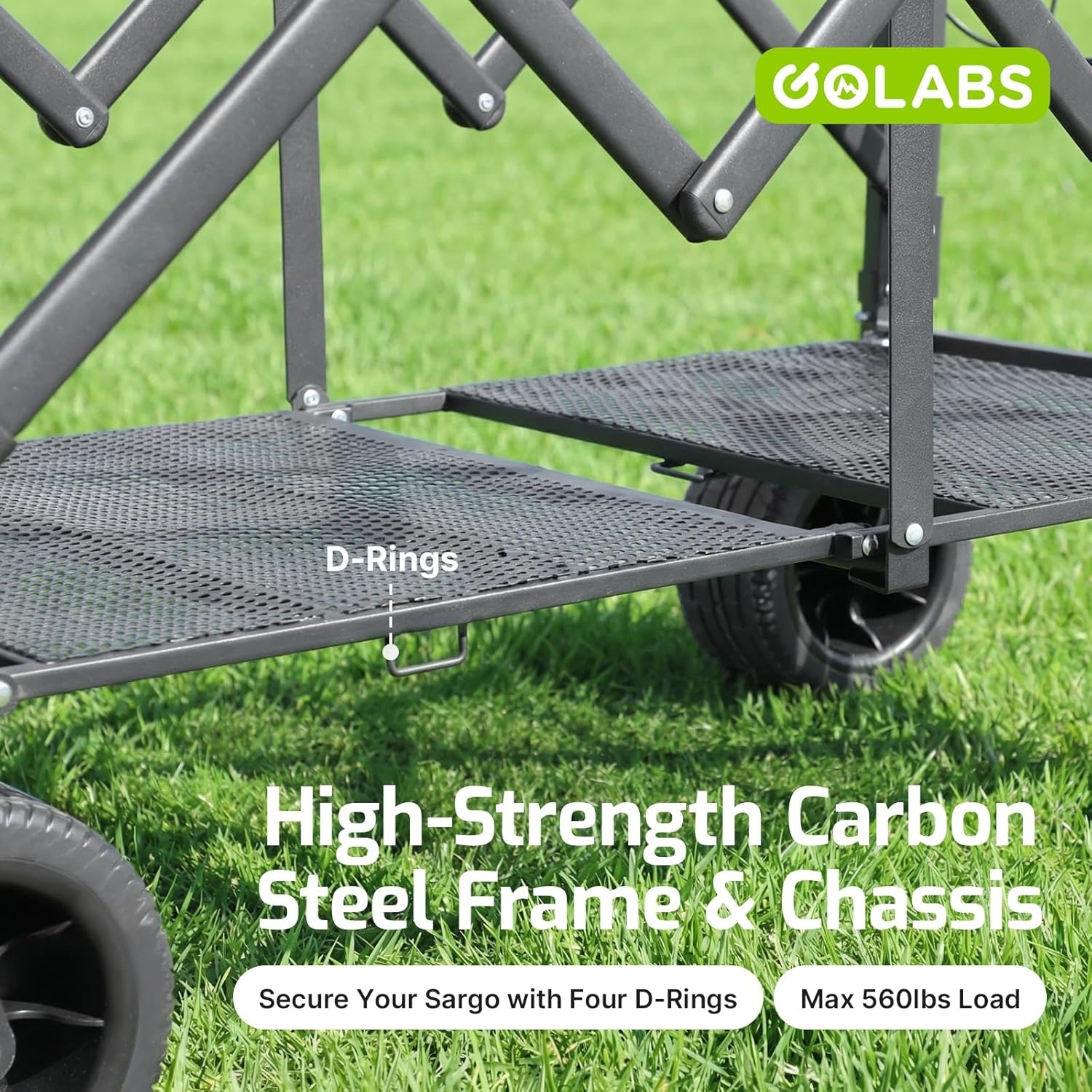 image:imageGolabs WA2 Wagon Cart Max 560lbs Load amp Expandable Storage Max 280L2 Side Strap Heavy Duty Beach Wagon with Brakes 74 Big AllTerrain Wheel 3S Quick Fold Design for Garden amp Camping amp Beach