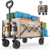 image:imageGolabs Collapsible Wagon Cart Max 350lb Load amp Expandable Storage 100L Double Bearing Design for Flexible Steering Foldable Heavy Duty Garden Cart with 2 Cup Holders for Groceries Garden amp CampingCamel
