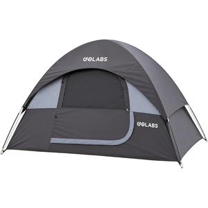 Golabs CT1 2 Person Camping Tent, Easy Set Up in 3 Mins, PU800mm Waterproof w/Mesh Top & Door with Ventilation, Lightweight 4.4lbs Portable Family Tent with Carry Bag &Interior Storage Pockets &Hook(Gray)