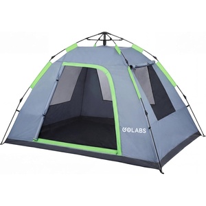 Golabs Pop Up Camping Tent for 2/3/4 Person, 1-Min Setup by Pre-Attached Pole, 4 Side Mesh& Door for View/Airflow, CT2 Instant Canopy Tent with PU1500mm Waterproof, for Outdoor/Camping/Music Festivals(GRAY)