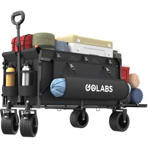 Golabs WA2 Wagon Cart Max 560lbs Load & Expandable Storage Max 280L(2 Side Strap), Heavy Duty Beach Wagon with Brakes, 7×4″ Big All-Terrain Wheel, 3S Quick Fold Design for Garden & Camping & Beach